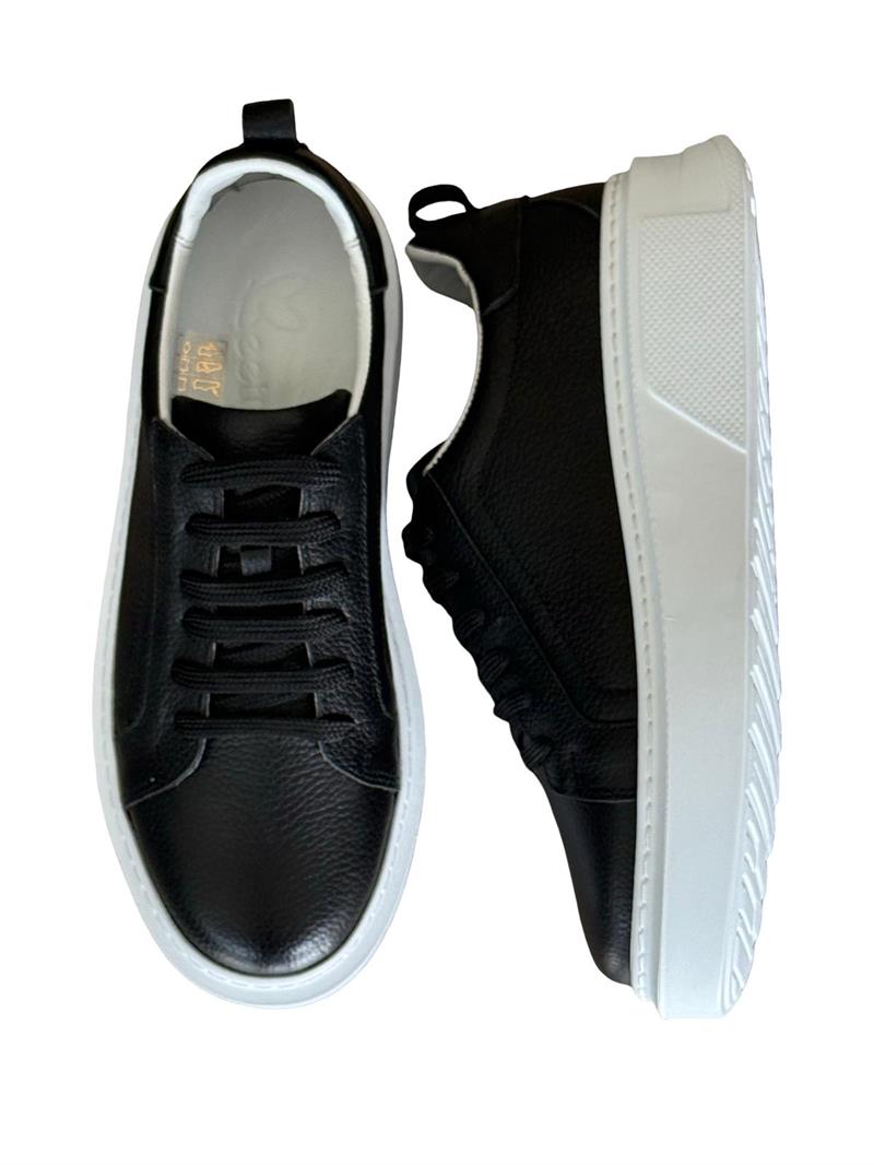 Yalınayak Bty202M01  Hakiki Deri Sneaker Kadın Ayakkabı Siyah