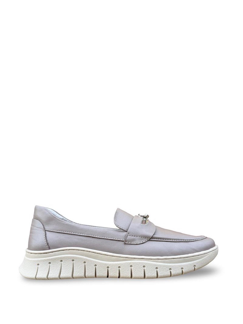 Yalınayak Bty248208 Hakiki Deri Comfort Taban Kadın Loafer Vizon