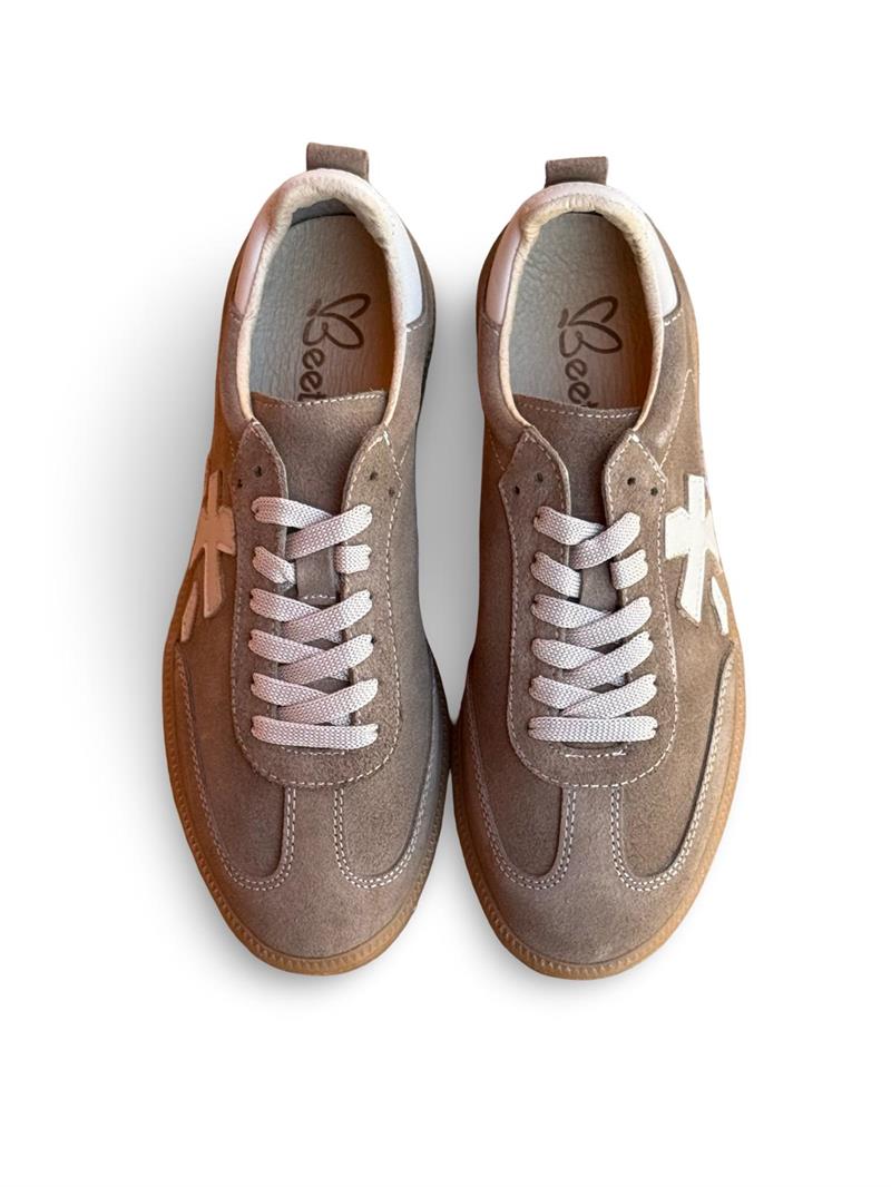 Yalınayak Bty2486969 Hakiki Süet Deri Kadın Spor Sneaker Vizon Süet