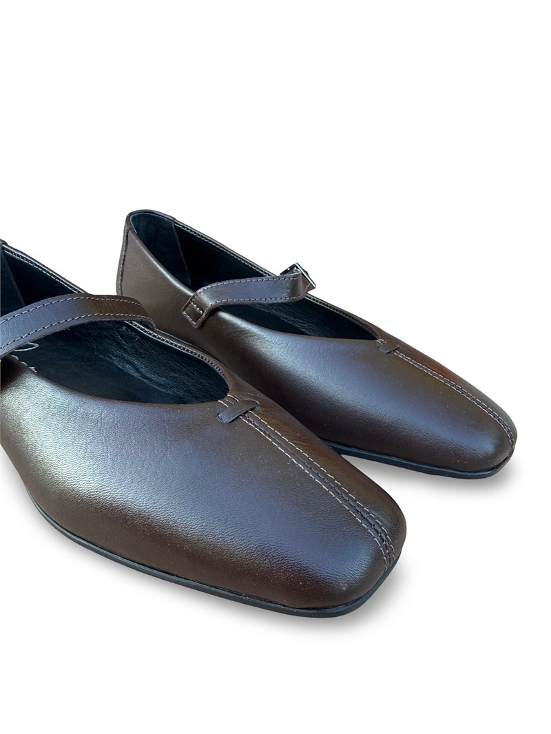 Yalınayak Bty261101 Hakiki Deri Kadın Loafer Babet Kahverengi
