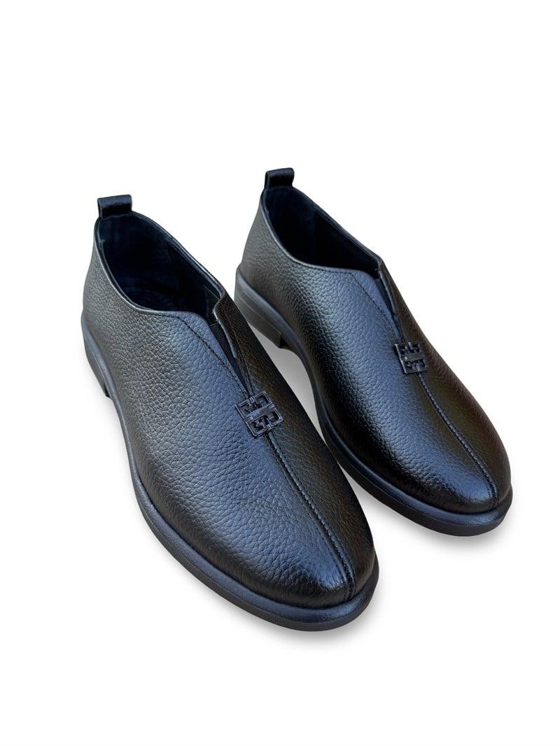 Yalınayak Bty264105 Hakiki Deri Kadın Loafer Babet Siyah