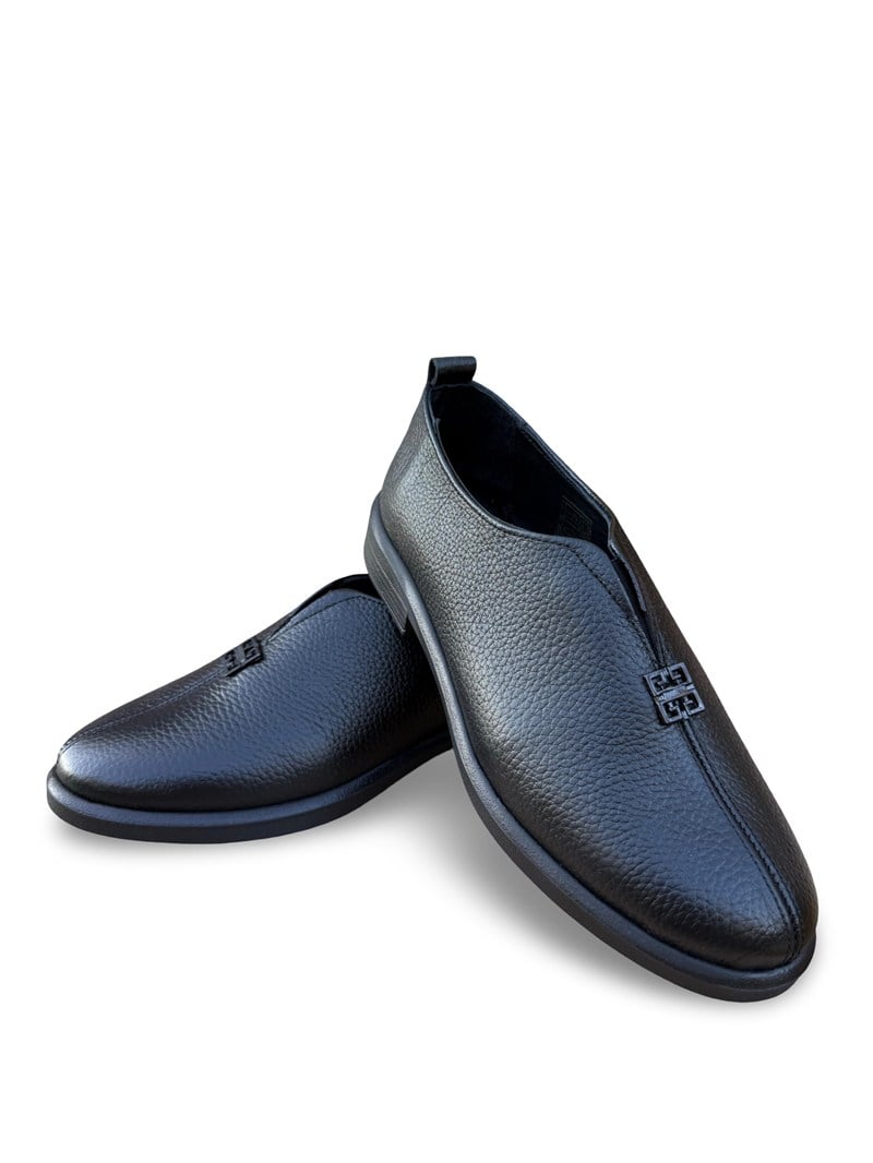 Yalınayak Bty264105 Hakiki Deri Kadın Loafer Babet Siyah