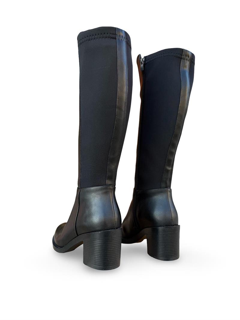 Yalınayak Bty396101 Platform Topuk Kadın Streç Çizme Siyah Mat