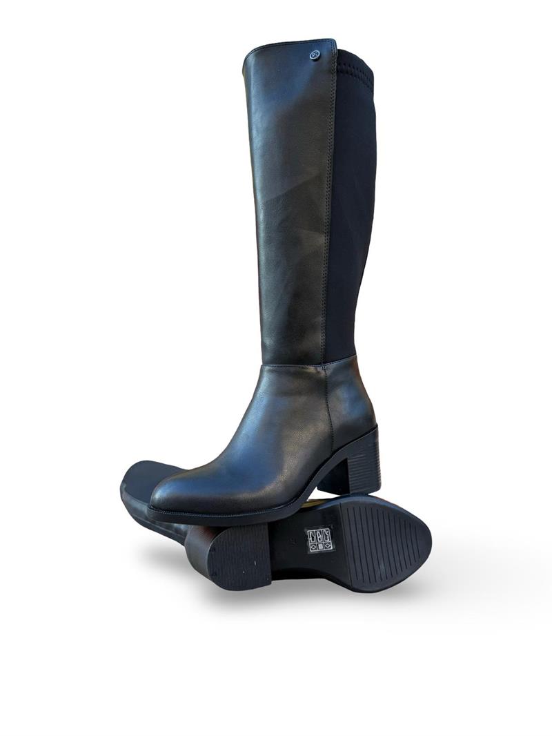 Yalınayak Bty396101 Platform Topuk Kadın Streç Çizme Siyah Mat