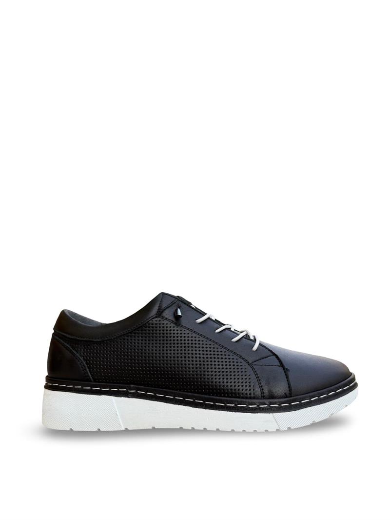 Yalınayak Bty5277 Hakiki Deri Kadın Sneaker Siyah