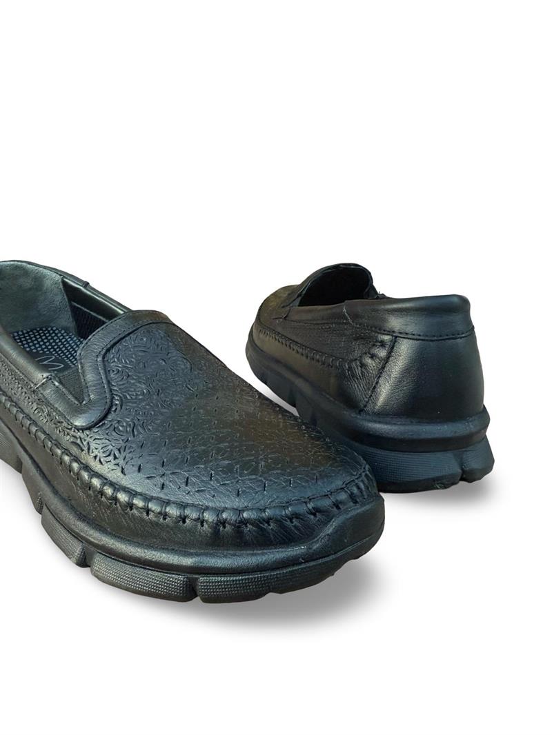 Yalınayak Bty608 Hakiki Deri Comfort Taban Kadın Günlük Ayakkabı Siyah