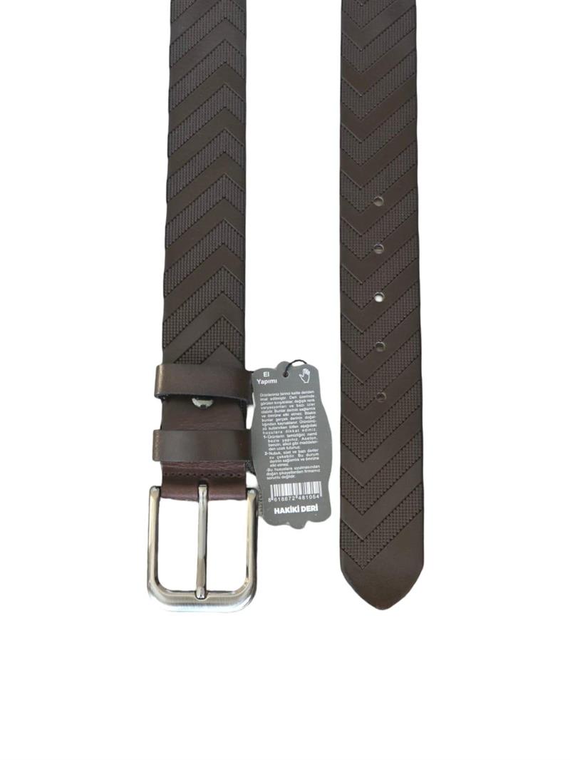 Yalınayak D56 Hakiki Deri Erkek Geniş Kemer Kahve