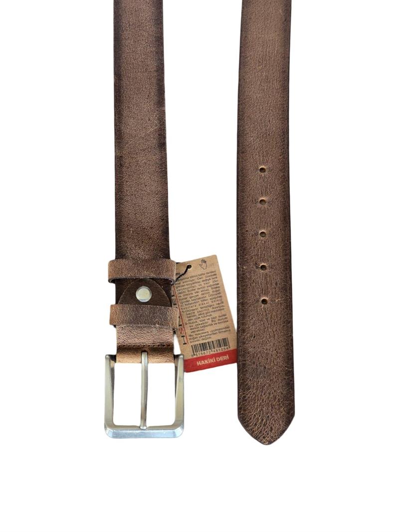 Yalınayak D99 Hakiki Deri Erkek Geniş Kemer Taba