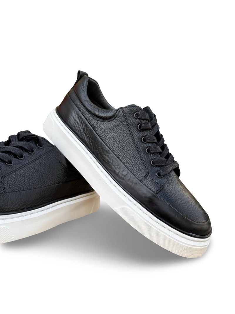 Yalınayak F3295 Hakiki Deri Casual Ayakkabı Siyah Beyaz
