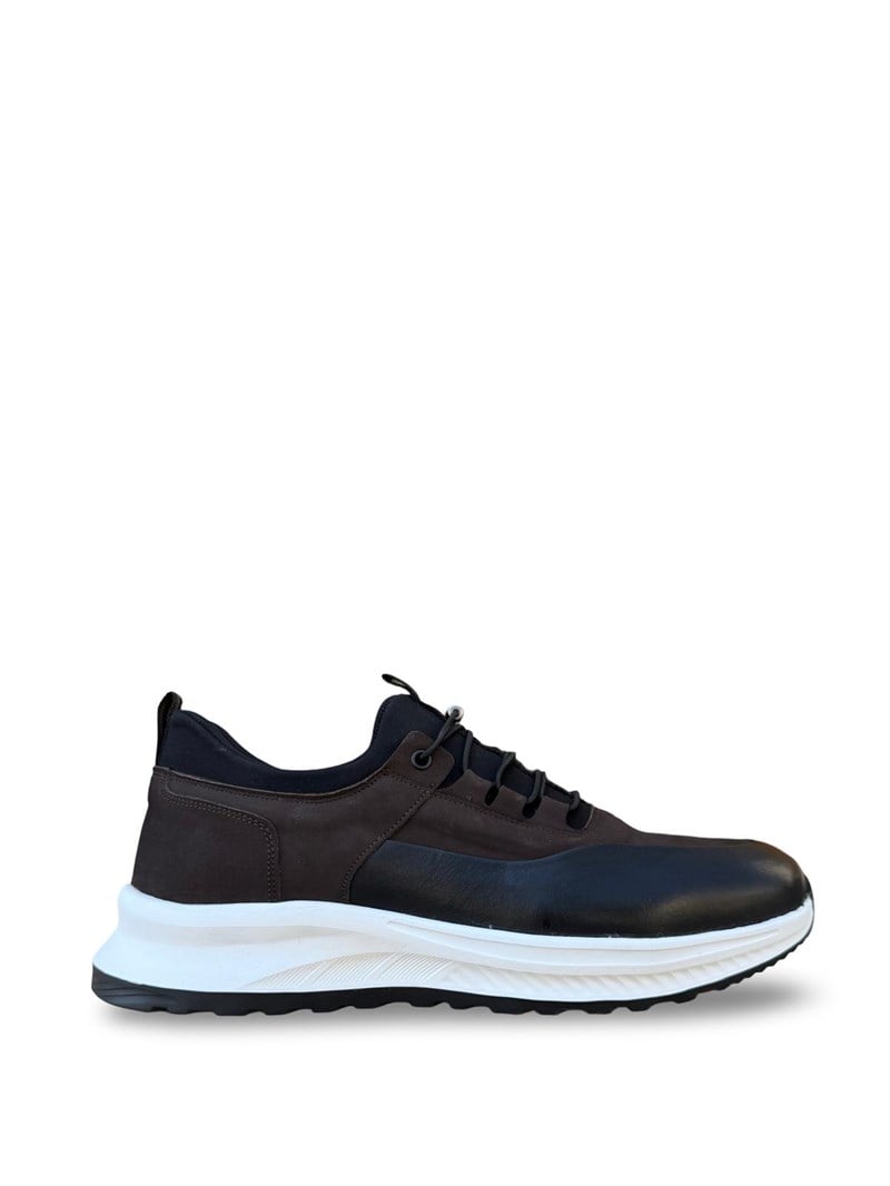 Yalınayak F3297 Hakiki Deri Eva Taban Erkek Sneaker Kahve Nubuk