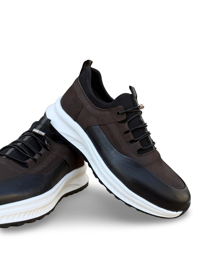 Yalınayak F3297 Hakiki Deri Eva Taban Erkek Sneaker Kahve Nubuk