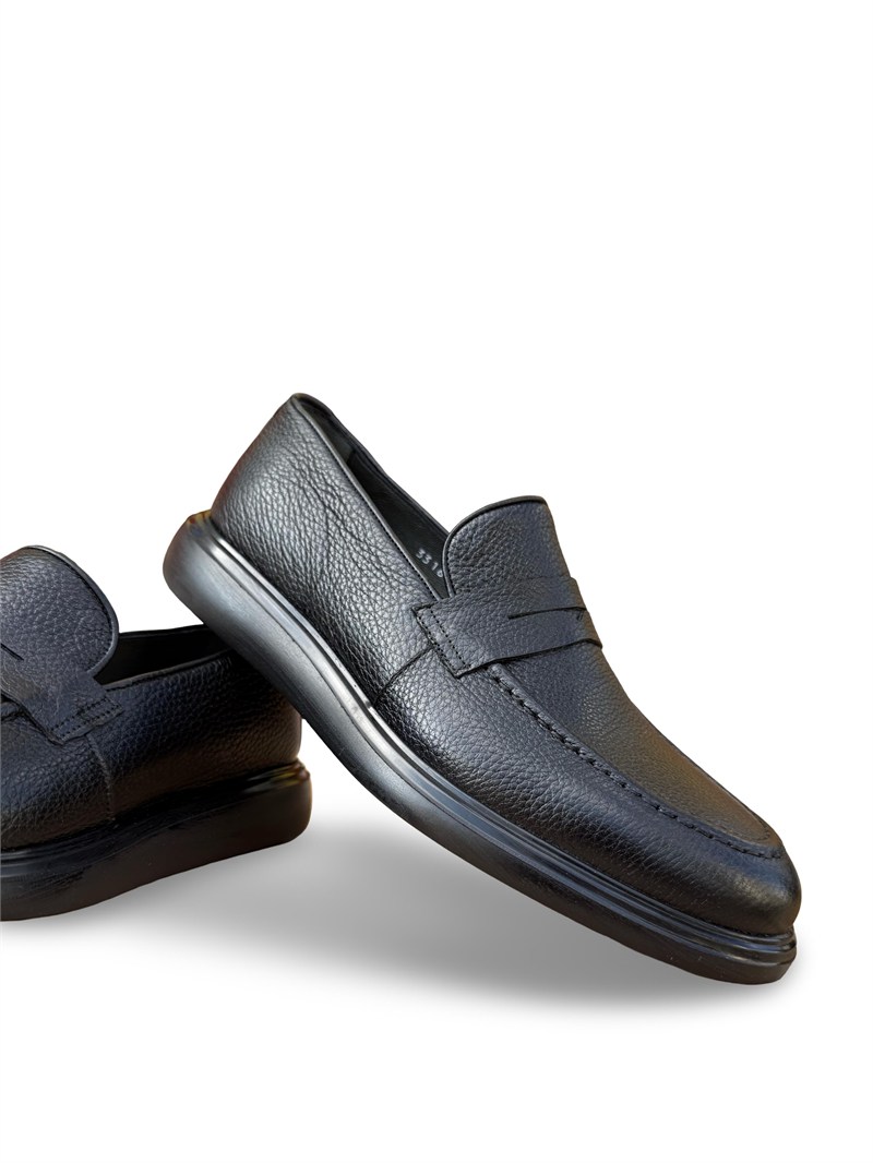 Yalınayak F3316 Hakiki Deri Erkek Loafer Ayakkabı Siyah