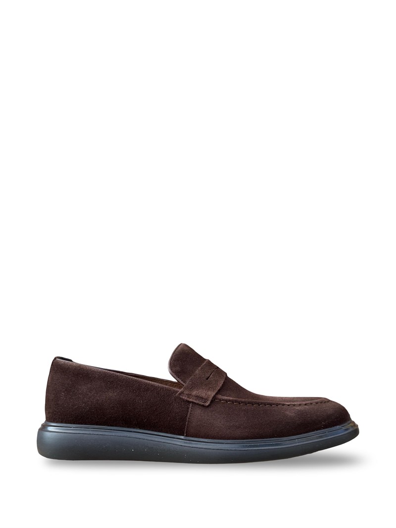 Yalınayak F3316 Hakiki Deri Erkek Loafer Ayakkabı Kahve Süet