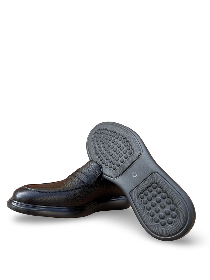 Yalınayak F3316 Hakiki Deri Erkek Loafer Ayakkabı Siyah
