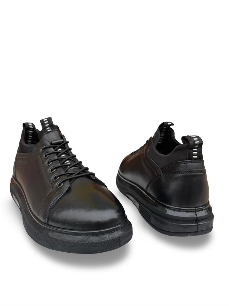 Yalınayak F9974 Hakiki Deri Comfort Taban Erkek Sneaker Ayakkabı Siyah