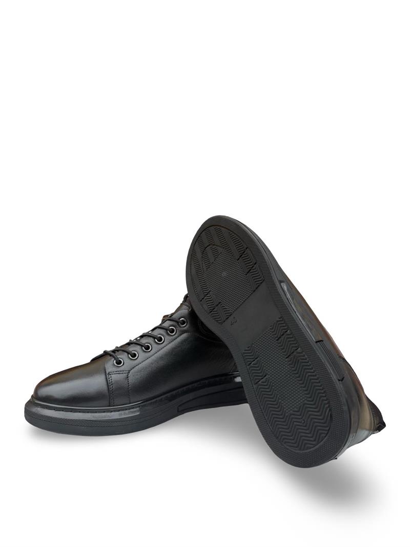 Yalınayak F9974 Hakiki Deri Comfort Taban Erkek Sneaker Ayakkabı Siyah
