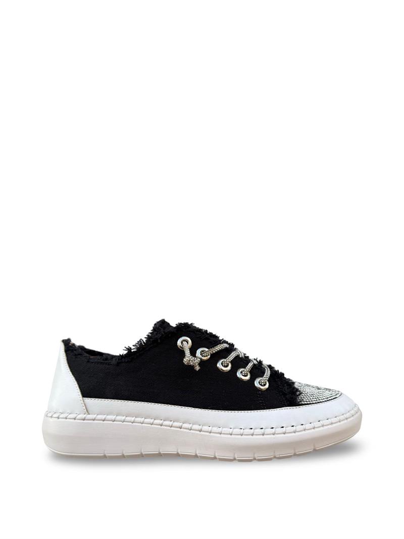Yalınayak K1442406 Taş Detaylı Kadın Sneaker Spor Siyah
