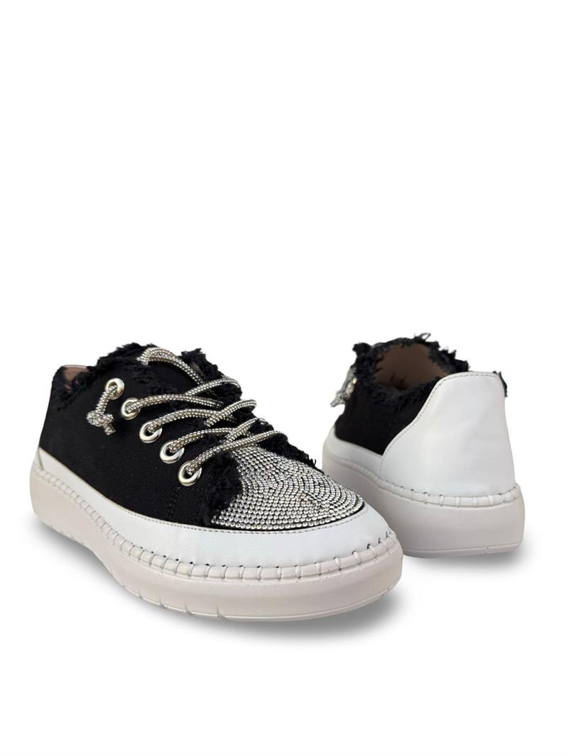 Yalınayak K1442406 Taş Detaylı Kadın Sneaker Spor Siyah