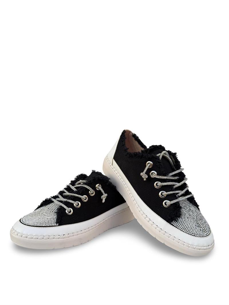Yalınayak K1442406 Taş Detaylı Kadın Sneaker Spor Siyah