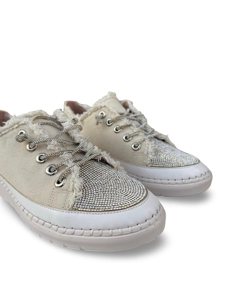 Yalınayak K1442406 Taş Detaylı Kadın Sneaker Spor Bej