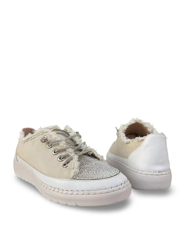Yalınayak K1442406 Taş Detaylı Kadın Sneaker Spor Bej