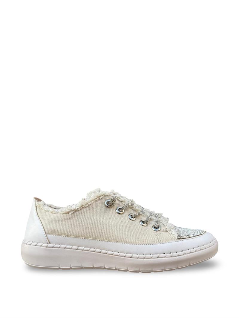 Yalınayak K1442406 Taş Detaylı Kadın Sneaker Spor Bej