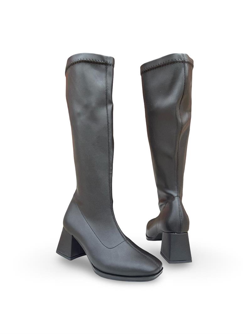 Yalınayak Lpy1260 Küt Burun Kadın Streç Çizme Siyah