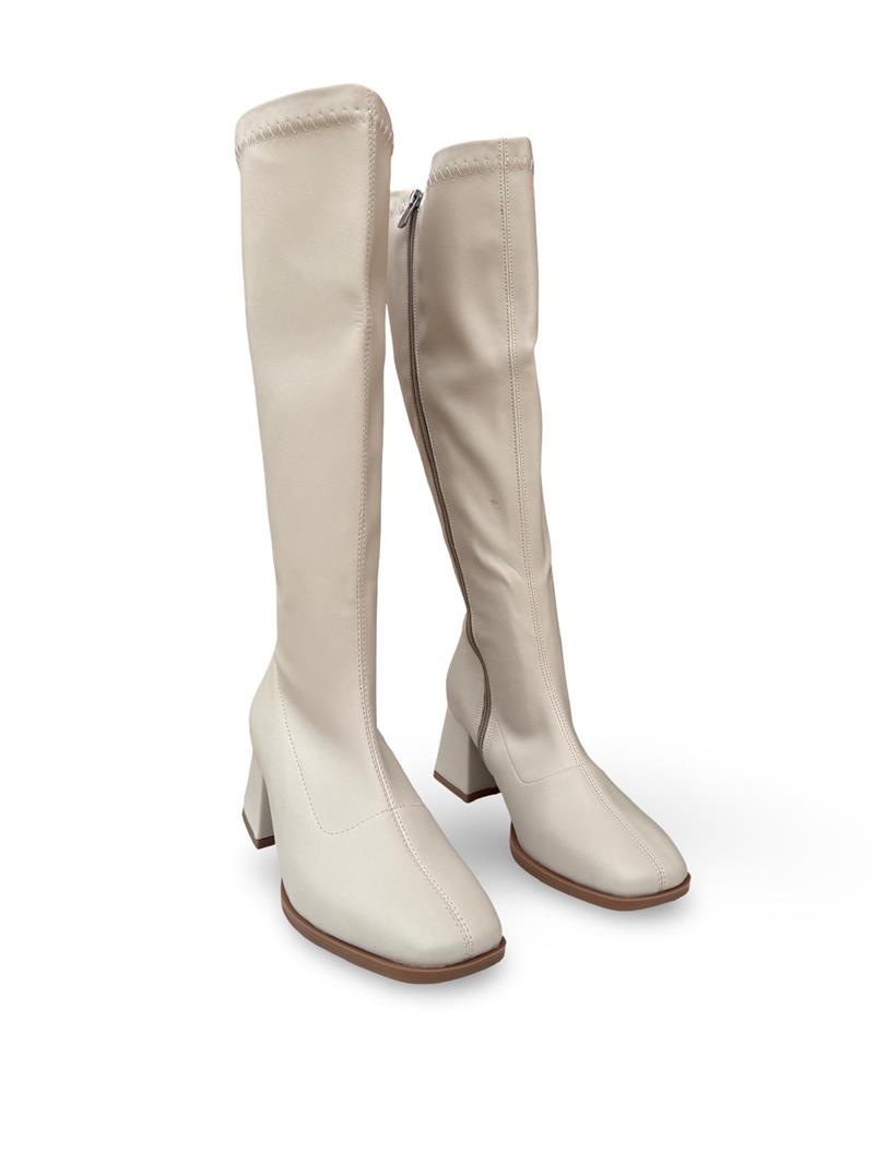 Yalınayak Lpy1260 Küt Burun Kadın Streç Çizme Bej