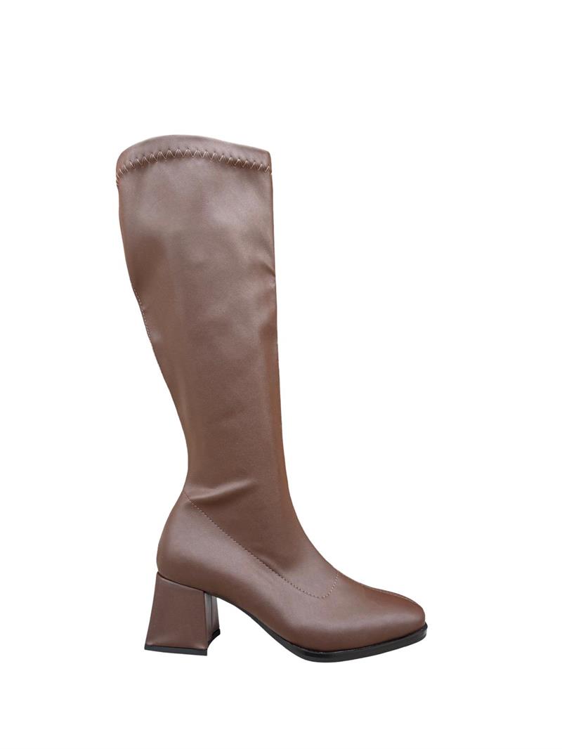 Yalınayak Lpy1260 Küt Burun Kadın Streç Çizme Kahve