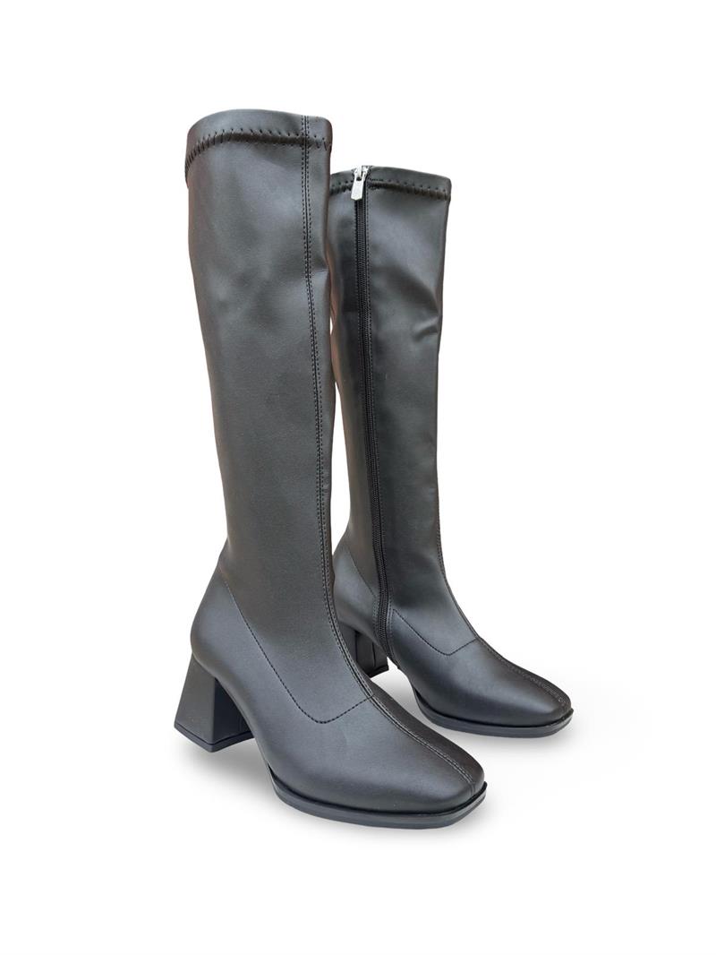 Yalınayak Lpy1260 Küt Burun Kadın Streç Çizme Siyah