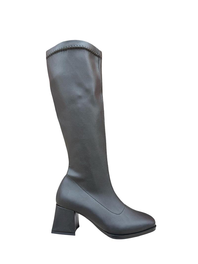 Yalınayak Lpy1260 Küt Burun Kadın Streç Çizme Siyah