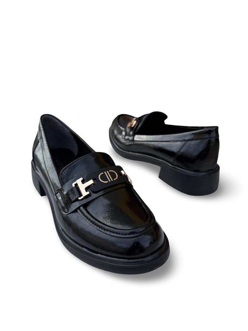 Yalınayak Lpy1261 Rugan Kadın Loafer & Babet Siyah Rugan