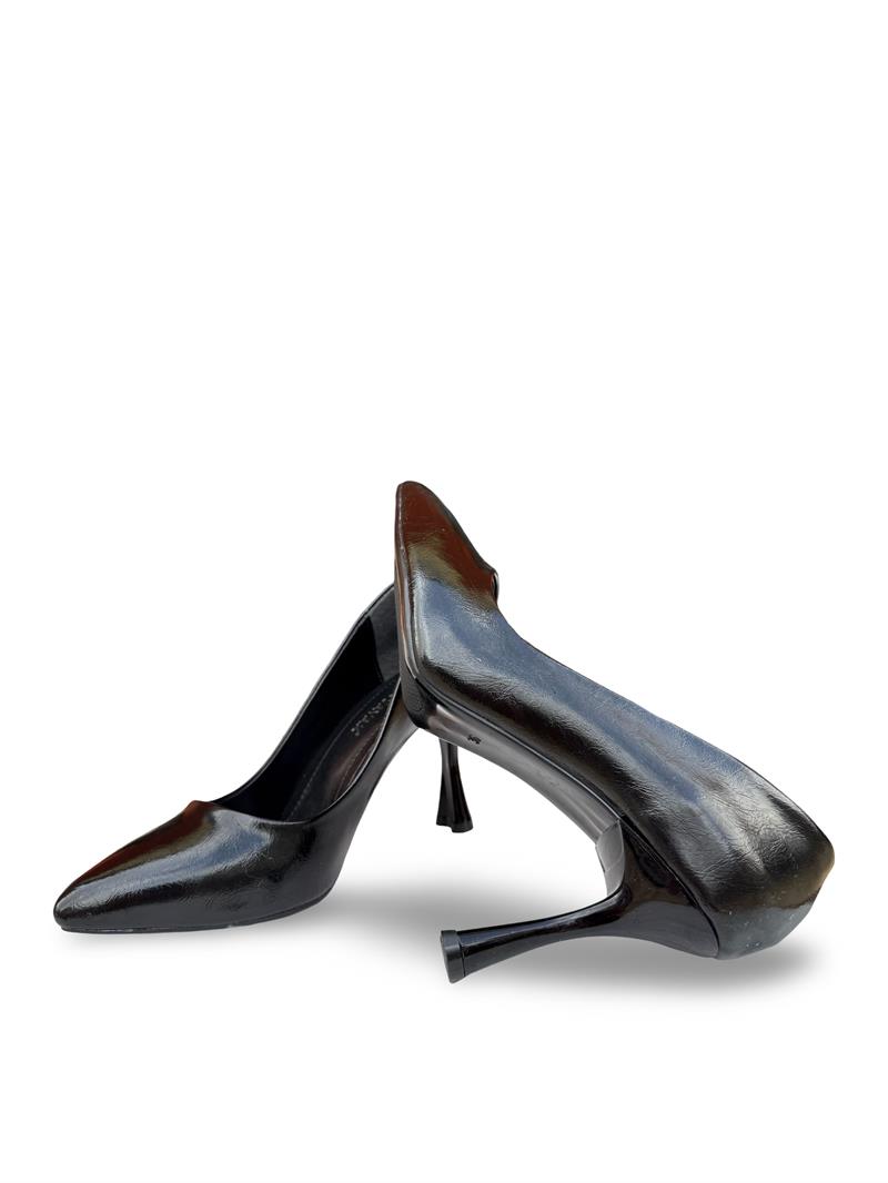 Yalınayak Lpy1305 Kadın Stiletto Siyah Kırışık