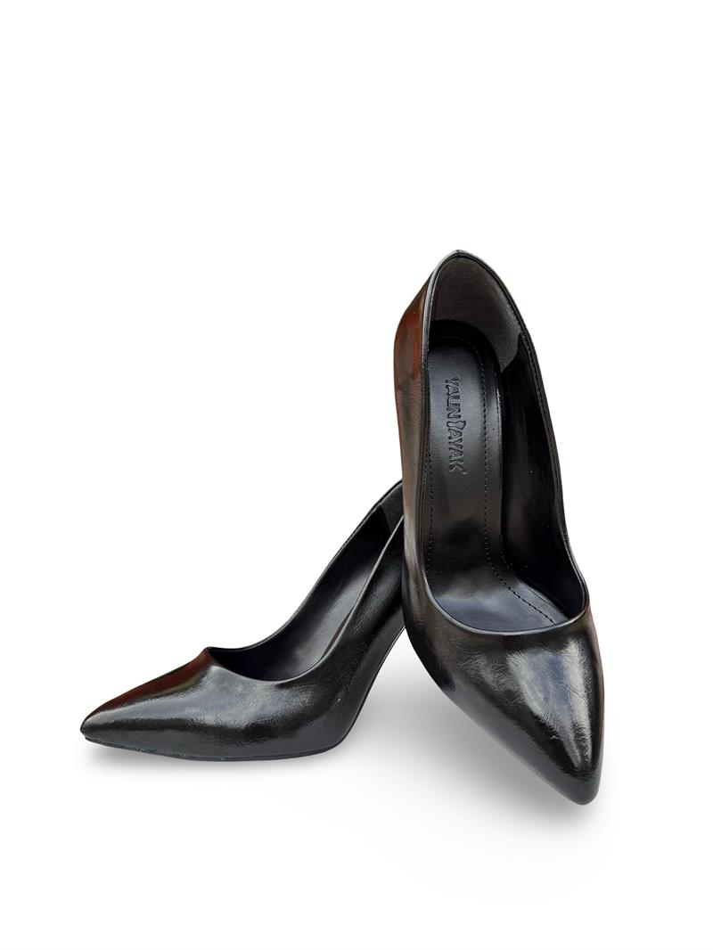 Yalınayak Lpy1305 Kadın Stiletto Siyah Kırışık