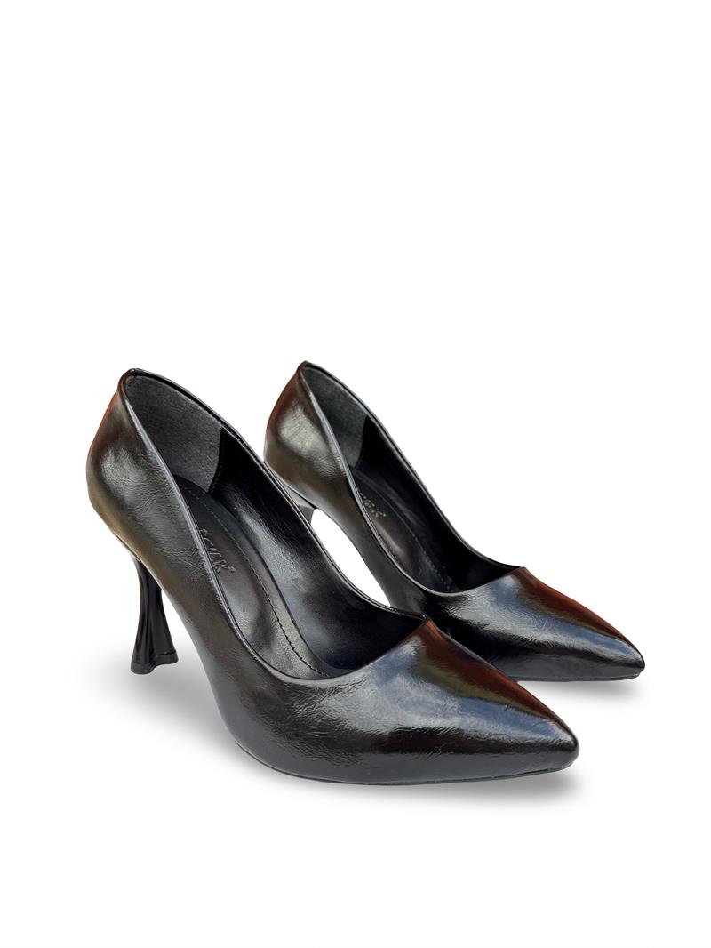 Yalınayak Lpy1305 Kadın Stiletto Siyah Kırışık