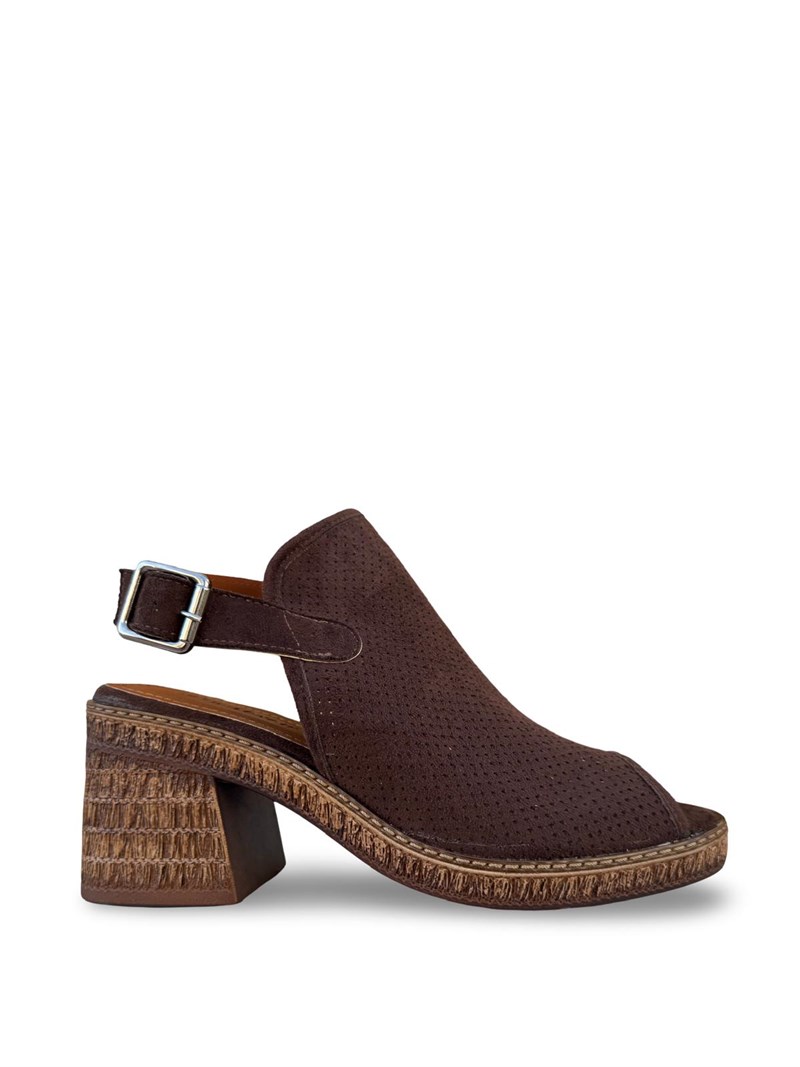 Yalınayak Lpy217 Süet Topuklu Kadın Sandalet Kahve Süet