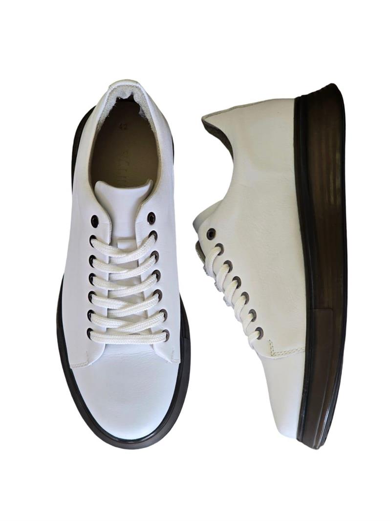 Yalınayak M15275 Hakiki Deri Erkek Sneaker Beyaz