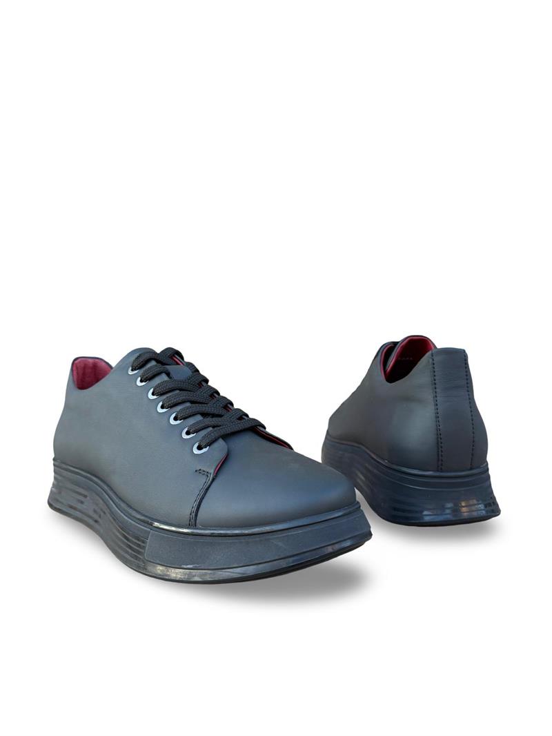 Yalınayak M15275 Hakiki Deri Erkek Sneaker Siyah Mat