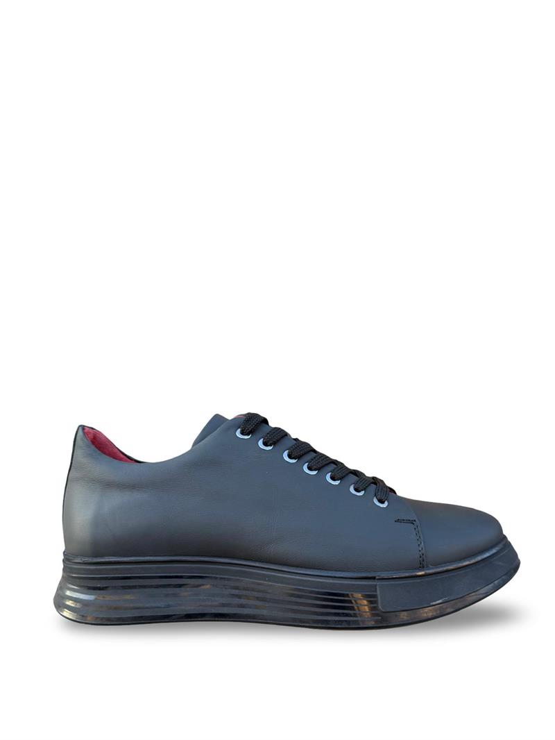 Yalınayak M15275 Hakiki Deri Erkek Sneaker Siyah Mat