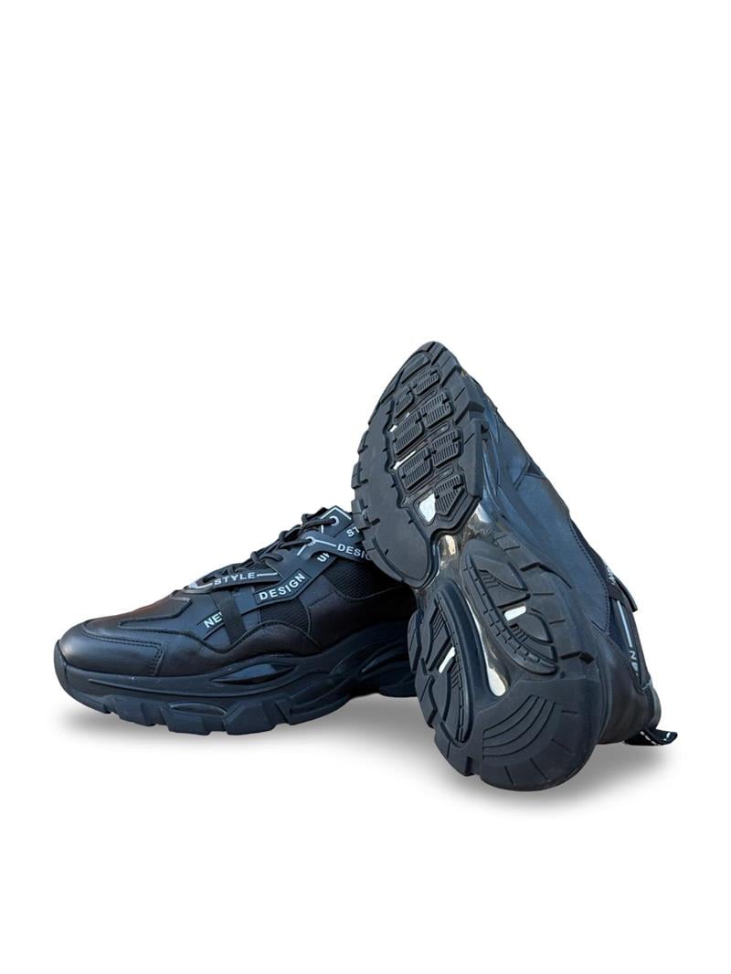 Yalınayak M16346 Hakiki Deri Erkek Tabanlı Sneaker Siyah