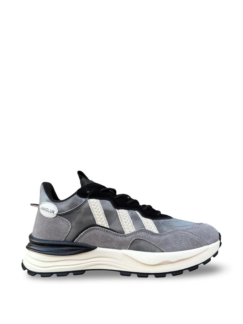 Yalınayak M18216 Hakiki Deri Erkek Sneaker Gri