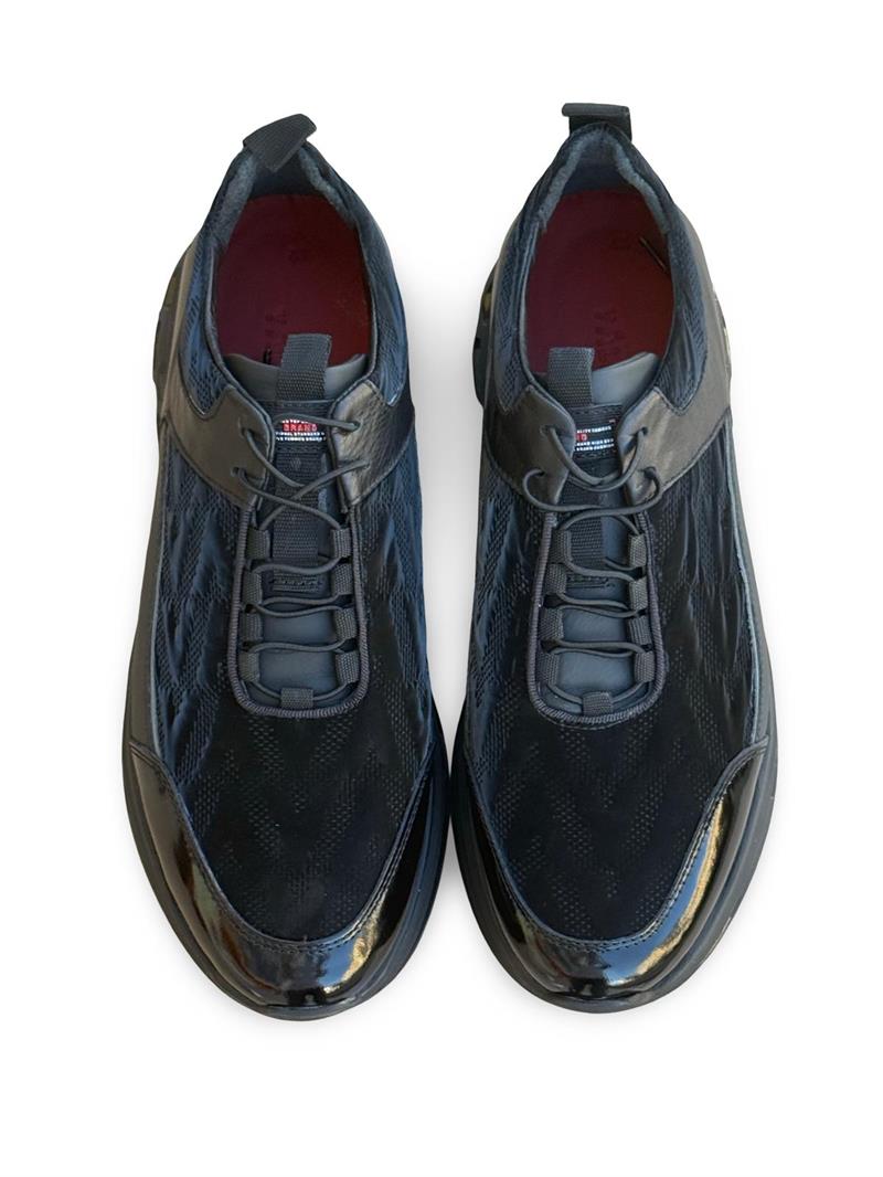 Yalınayak M18316 Hakiki Deri Paraşüt Kaplama Erkek İthal Sneaker Siyah