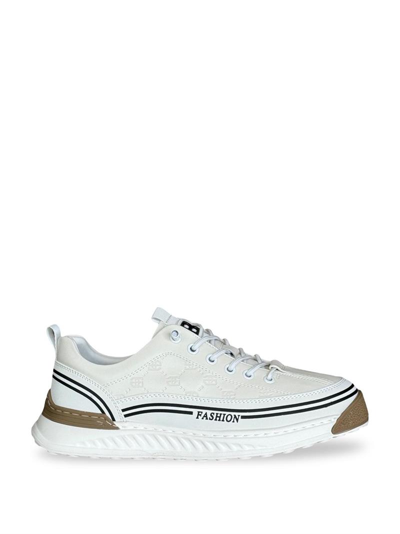 Yalınayak M19075 Hakiki Deri Erkek Sneaker Beyaz