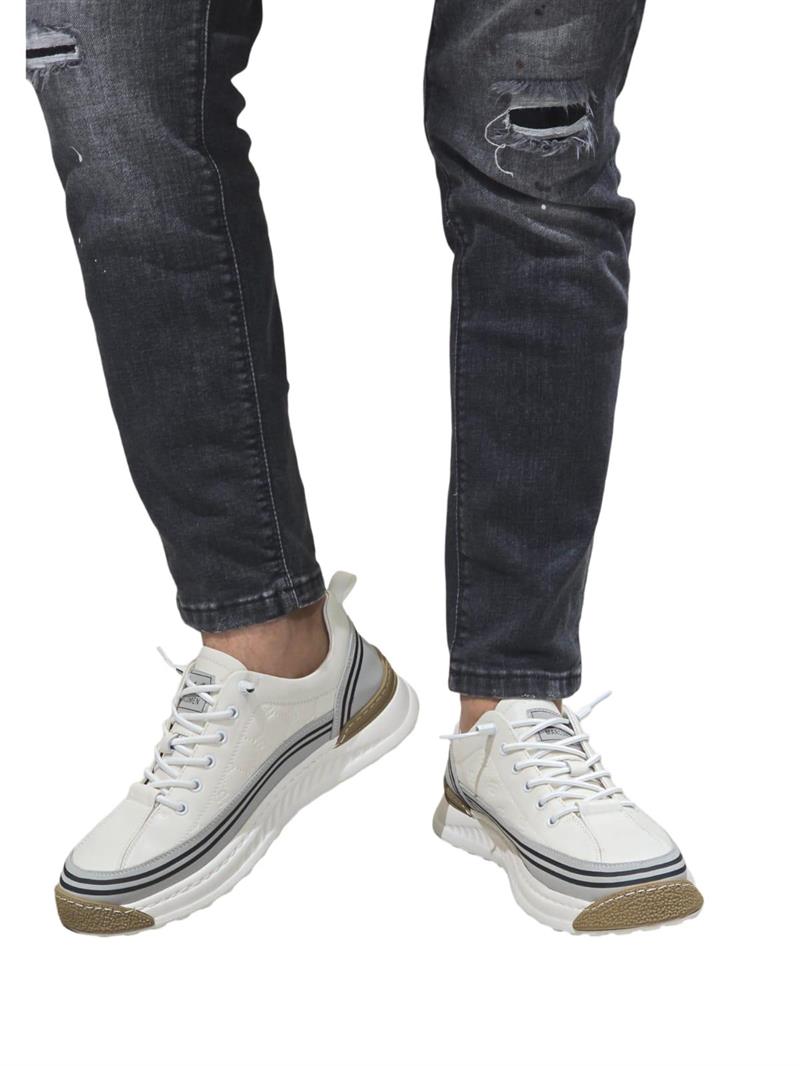 Yalınayak M19075 Hakiki Deri Erkek Sneaker Beyaz