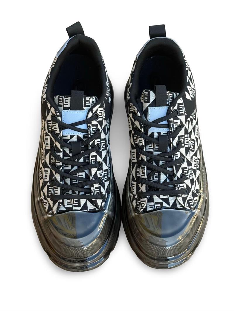 Yalınayak M19094 Keten Şeffaf Taban Erkek Snekaer Siyah Bej