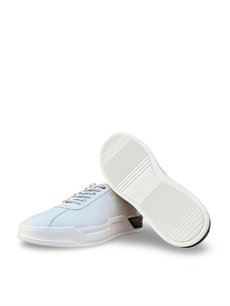 Yalınayak M19197  Hakiki Deri Erkek Sneaker Beyaz