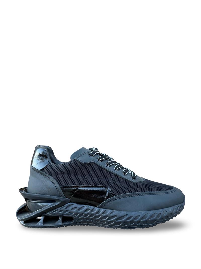 Yalınayak M19372 Hakiki Deri File Erkek Sneaker Siyah
