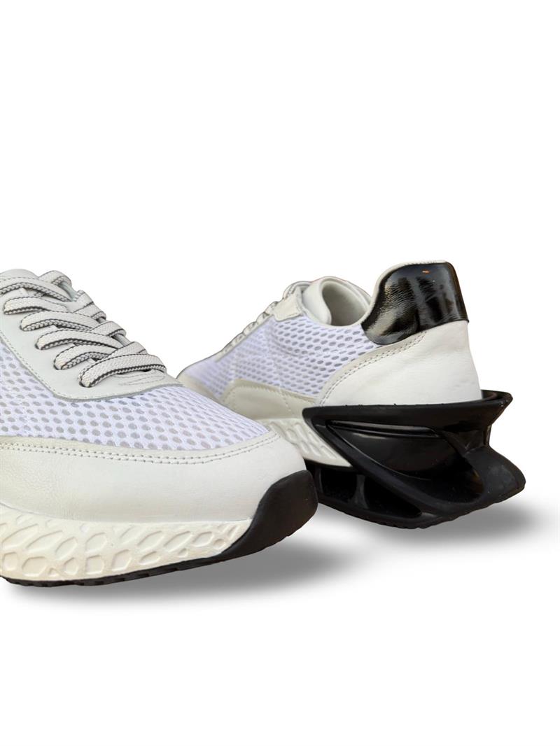 Yalınayak M19372 Hakiki Deri File Erkek Sneaker Beyaz