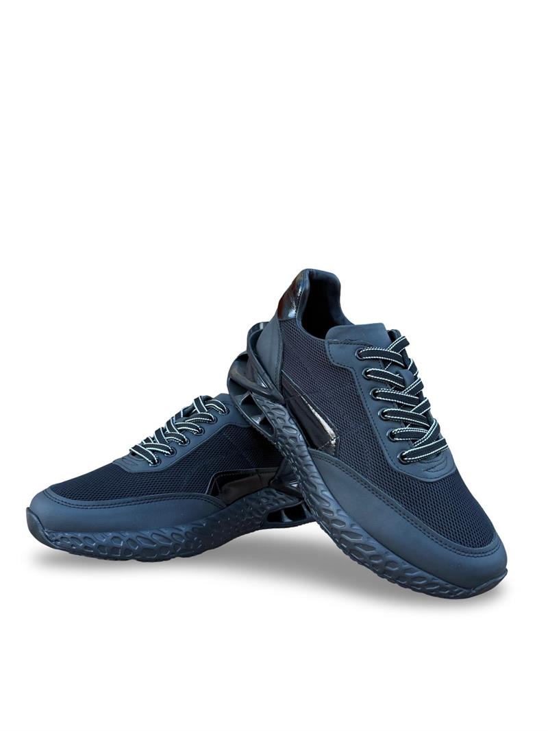 Yalınayak M19372 Hakiki Deri File Erkek Sneaker Siyah