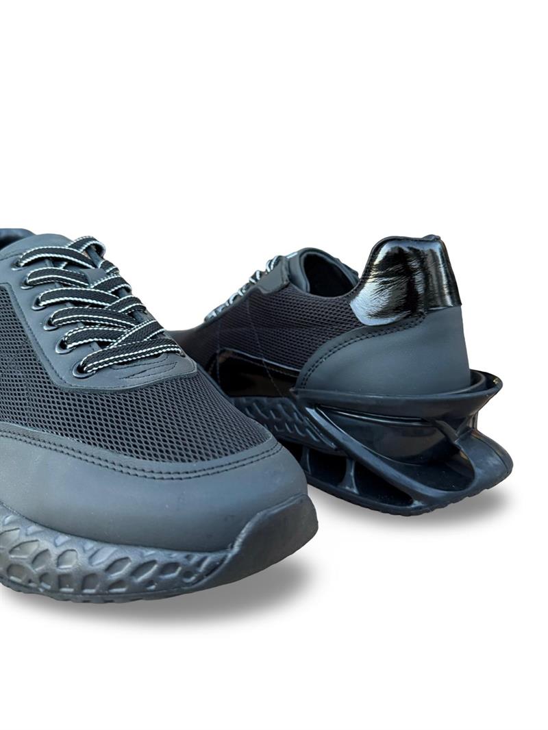 Yalınayak M19372 Hakiki Deri File Erkek Sneaker Siyah